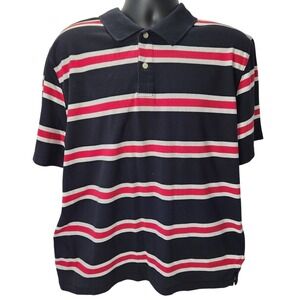 Vintage Bugle Boy Striped Polo Shirt Classic Fit Short Sleeve Red‎ White XL
